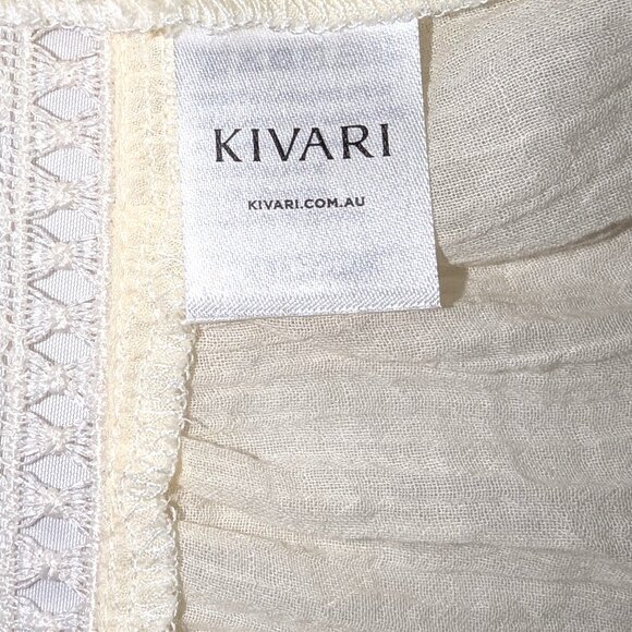 NWT Kivari | "Tana" Cotton Button Front Crochet Detail Blouse in Cream | Size 2* - Picture 10 of 14